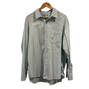 Men’s Linen Blend Light Blue Long Sleeve Shirt resort cruise vacation, Size XL